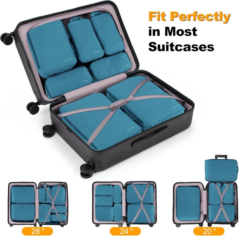 Velaybor 8 Set Compression Packing Cubes for Travel, Waterproof Luggage Organizers, Suitcase Organizer Set for Carry-On & Checked Baggage, Travel Accessories for Men & Women - Image 2